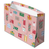 Schattige Roze Kinder vakantie kerstpakket Cadeau Groot Cadeauzakje (Achterkant Gekanteld)