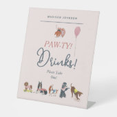 Schattige Roze Kinderen Verjaardagsfeestje Honden  Reclamebord Met Voetstuk (Voorkant)