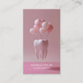 Schattige roze kinderfamilie tandarts visitekaartje (Voorkant)