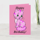 Schattige roze kitten kaart (Voorkant)