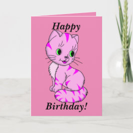 Schattige roze kitten kaart