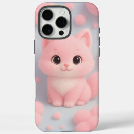 Schattige Roze Kitten met Fluffy Pom-Poms iPhone 16 Pro Max Hoesje