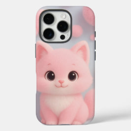 Schattige Roze Kitten met Fluffy Pom-Poms iPhone 16 Pro Hoesje