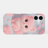 Schattige Roze Kitten met Fluffy Pom-Poms iPhone 16 Hoesje (Achterkant horizontaal)