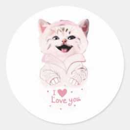 Schattige roze kitten ronde sticker