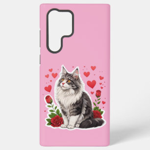 Schattige Roze Kitten Samsung Galaxy S22 Ultra Pho Hoesje