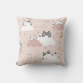 Schattige roze kittenpatroon kussen (Voorkant)