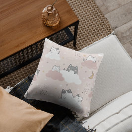 Schattige roze kittenpatroon kussen