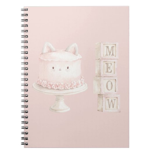 Schattige Roze Kitty Kat Cake Meow Notitieboek (Voorkant)