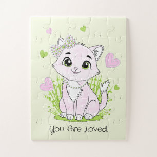 Schattige roze kitty legpuzzel