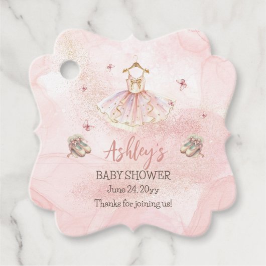 Schattige Roze Kleine Ballerina Tutu Meisje Baby s Bedankjes Labels (Voorkant)