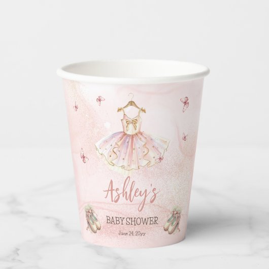 Schattige Roze Kleine Ballerina Tutu Meisje Baby s Papieren Bekers (Voorkant)