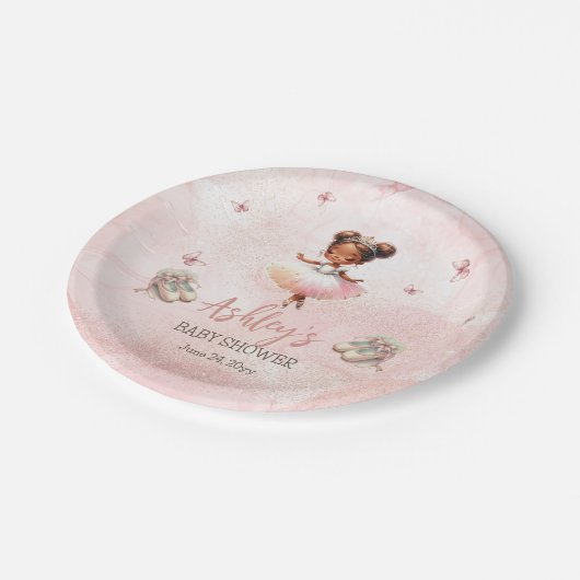 Schattige Roze Kleine Ballerina Tutu Meisje Baby s Papieren Bordje (Gekanteld)