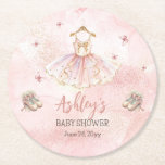Schattige Roze Kleine Ballerina Tutu Meisje Baby s Ronde Kartonnen Onderzetter<br><div class="desc">Schattigee ballerina tutu en vlinders meisje Baby shower of Sprinkle ontwerp met roze alcohol en inkt stijl roze achtergrond. Combineer met items uit ons "A Sweet Little Ballerina Is On the Way & We're TUTU Excited!" design collectie.</div>