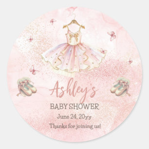 Schattige Roze Kleine Ballerina Tutu Meisje Baby s Ronde Sticker