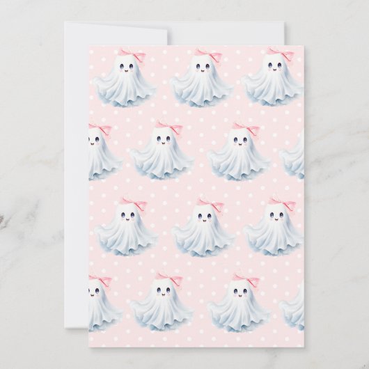 Schattige Roze Kleine Boo Ghost Bow Baby Girl Show Kaart (Achterkant)