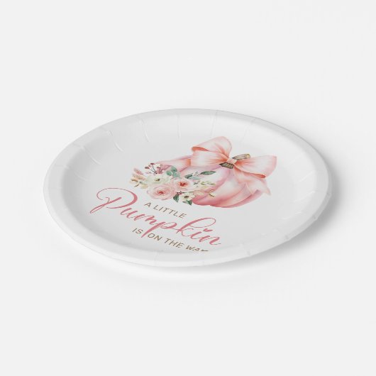 Schattige Roze Kleine Pompoenen Baby shower Papieren Bordje (Gekanteld)