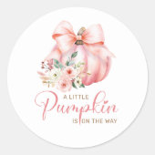 Schattige Roze Kleine Pompoenen Baby shower Ronde Sticker (Voorkant)