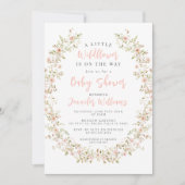 Schattige roze kleine wilde bloem boho baby meisje kaart (Voorkant)