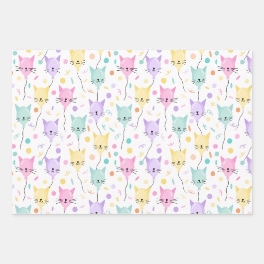 Schattige Roze Kleurrijke Kitten Kitty Cat Lover P Inpakpapier Vel (Voorkant 3)