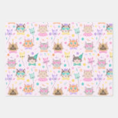 Schattige Roze Kleurrijke Kitten Kitty Cat Lover P Inpakpapier Vel (Voorkant)