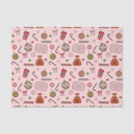 Schattige Roze Kleurrijke Retro Kerstmis Tissuepapier