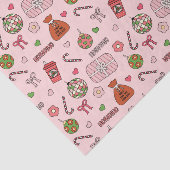 Schattige Roze Kleurrijke Retro Kerstmis Tissuepapier (Detail)