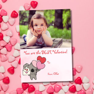 Schattige Roze Koala Foto Kinderen Klaslokaal Vale Feestdagenkaart