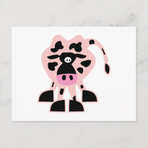 schattige roze koe briefkaart