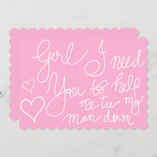 Schattige Roze Koele Script Typografie Bruidsmeisj Kaart (Voorkant / Achterkant)