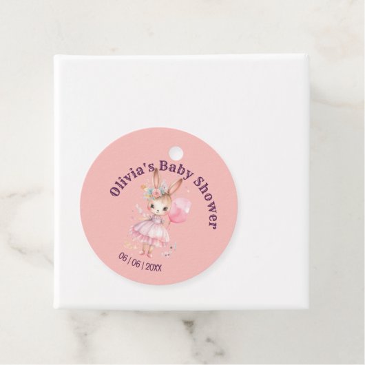 Schattige Roze Konijn Baby shower Bedankjes Labels (In situ)