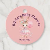 Schattige Roze Konijn Baby shower Bedankjes Labels (Voorkant)