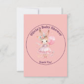 Schattige Roze Konijn Baby shower Bedankkaart (Voorkant)