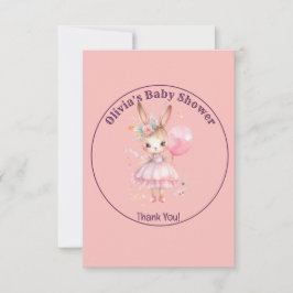 Schattige Roze Konijn Baby shower Bedankkaart
