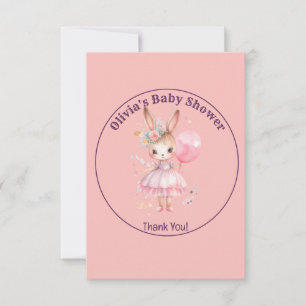 Schattige Roze Konijn Baby shower Bedankkaart