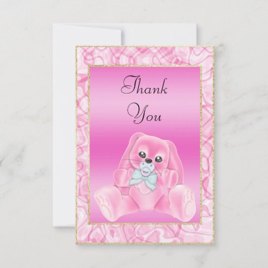 Schattige Roze Konijn Baby Shower Bedankt (Voorkant)