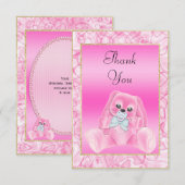 Schattige Roze Konijn Baby Shower Bedankt (Voorkant / Achterkant)