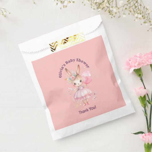 Schattige Roze Konijn Baby shower Bedankzakje (Gezegeld)