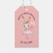 Schattige Roze Konijn Baby shower Cadeaulabel (Voorkant)