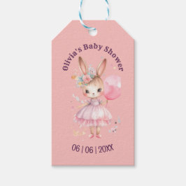 Schattige Roze Konijn Baby shower Cadeaulabel