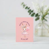 Schattige Roze Konijn Baby shower Informatiekaartje (Staand voorkant)