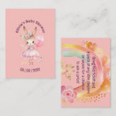 Schattige Roze Konijn Baby shower Informatiekaartje (Voorkant / Achterkant)