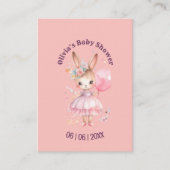Schattige Roze Konijn Baby shower Informatiekaartje (Voorkant)