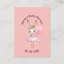 Schattige Roze Konijn Baby shower Informatiekaartje