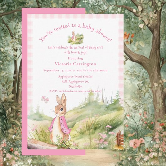 Schattige Roze Konijn Baby shower Kaart