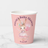Schattige Roze Konijn Baby shower Papieren Bekers (Voorkant)
