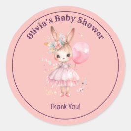Schattige Roze Konijn Baby shower Ronde Sticker