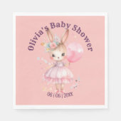 Schattige Roze Konijn Baby shower Servet (Voorkant)