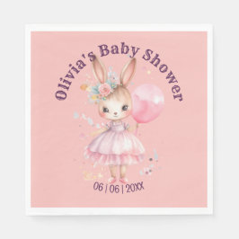 Schattige Roze Konijn Baby shower Servet