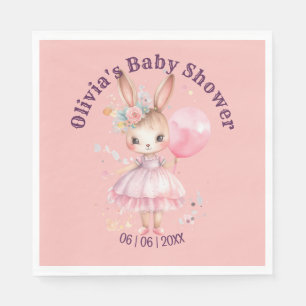 Schattige Roze Konijn Baby shower Servet